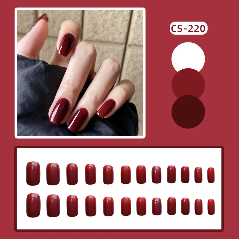 Jelly Red Finished Fake Nails for Easy Wear