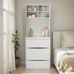 Dressing Table With Flip Top LED Illuminated Mirror, Vanity Table With Internal Storage Area, Makeup Vanity Dressing Table With Removable Upholstered Stool, Practical And Space-saving, Bedroom, White