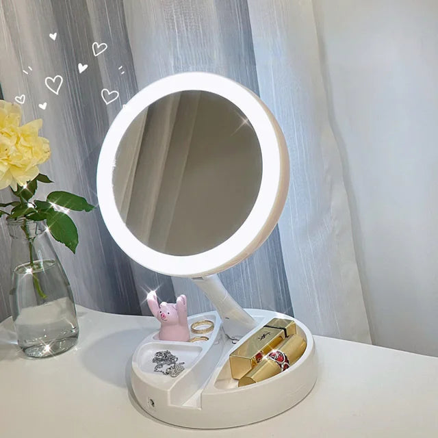 Folding LED Vanity Mirror for Student Dormitories