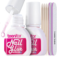 Teenitor 30ml Nail Glue for Acrylic Nails Press on Nail Glue Strong Brush on Nail Glue Strong Nail Glue for Press On Nails Nail Glue for Broken Nail Nail Tip Glue Super Nail Glue