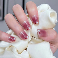 24 Pcs Red Glitter Fake Nails with Jelly Glue & Strip